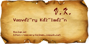 Vasváry Kálmán névjegykártya